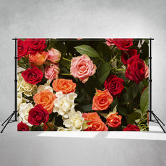 Multicolor Roses Romantic Photography Backdrop - Layoris