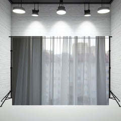 Window Covered With Translucent Curtains Backdrop - Layoris
