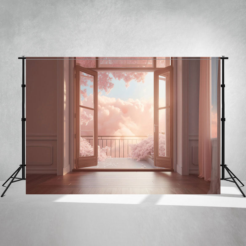 Pink Door And Window Cloud Dream Photo Backdrop - Layoris