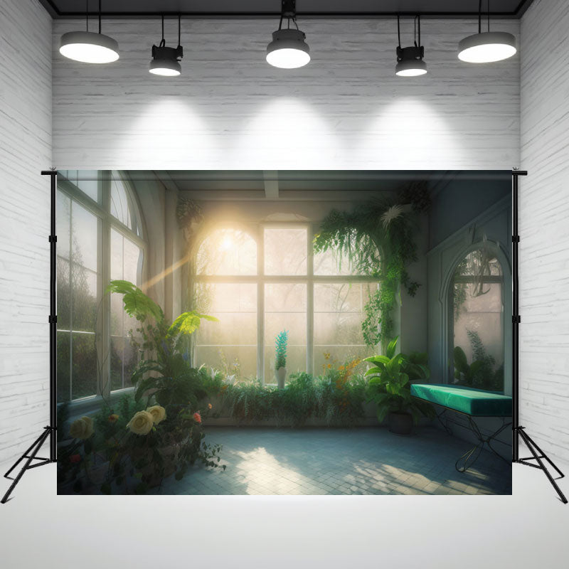 Green Window Potted Dream Photography Backdrop - Layoris