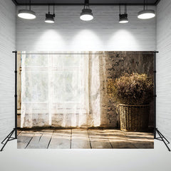 Sunlight Through Lace Curtains Window Backdrop - Layoris