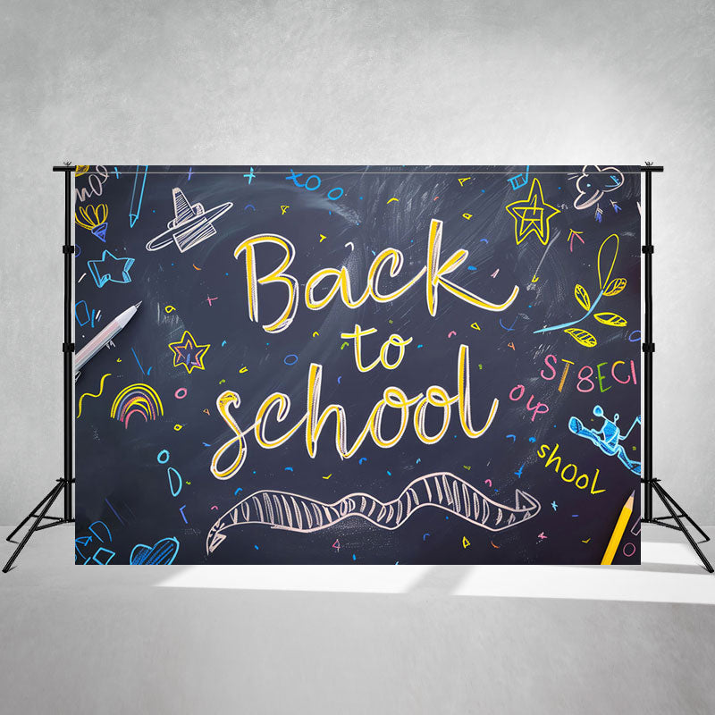 Colorful Chalk Drawing Back To School Backdrop - Layoris