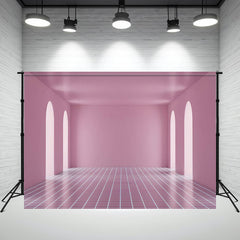 Pink Space Checkered Floor Architecture Backdrop - Layoris