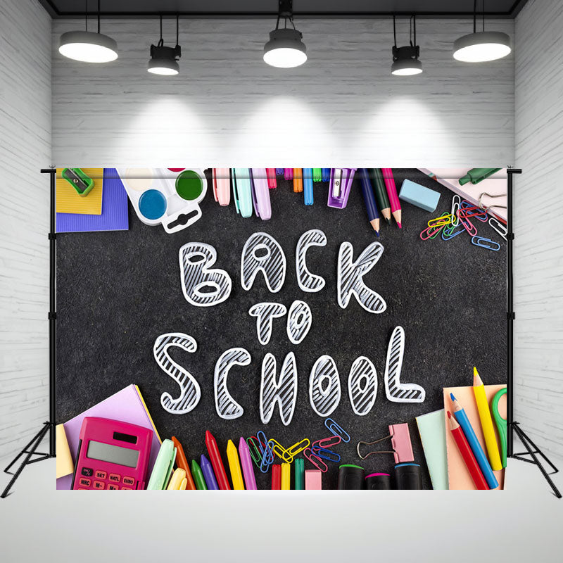 Color Pencils Eraser Back To School Backdrop - Layoris