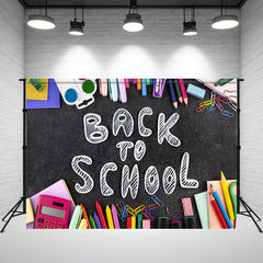 Color Pencils Eraser Back To School Backdrop - Layoris