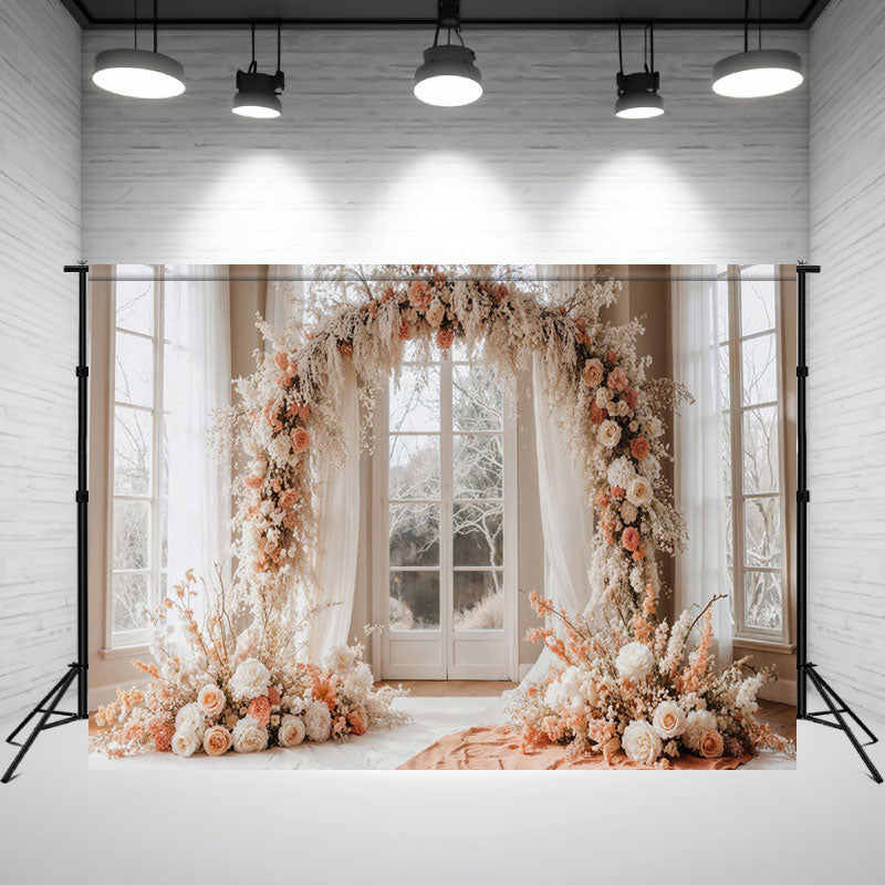 Wreath Arch Window Wedding Photo Backdrop - Layoris