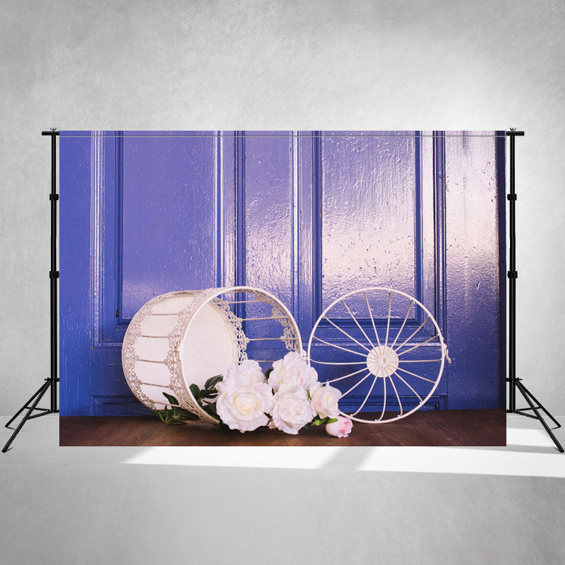 Blue Gate Flower Basket Mini Session Backdrop - Layoris