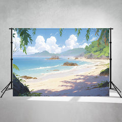 Cartoon Seaside Summer Beach Photography Backdrop - Layoris