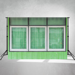 Green Window Curtain Backdrop For Photo Shoot - Layoris
