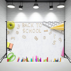 Colored Pencil White Back To School Backdrop - Layoris