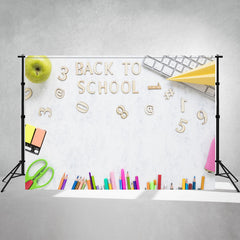 Colored Pencil White Back To School Backdrop - Layoris