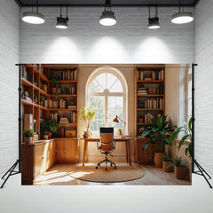 Study Room Arched Window Chair Photo Backdrop - Layoris