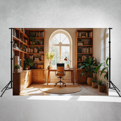 Study Room Arched Window Chair Photo Backdrop - Layoris
