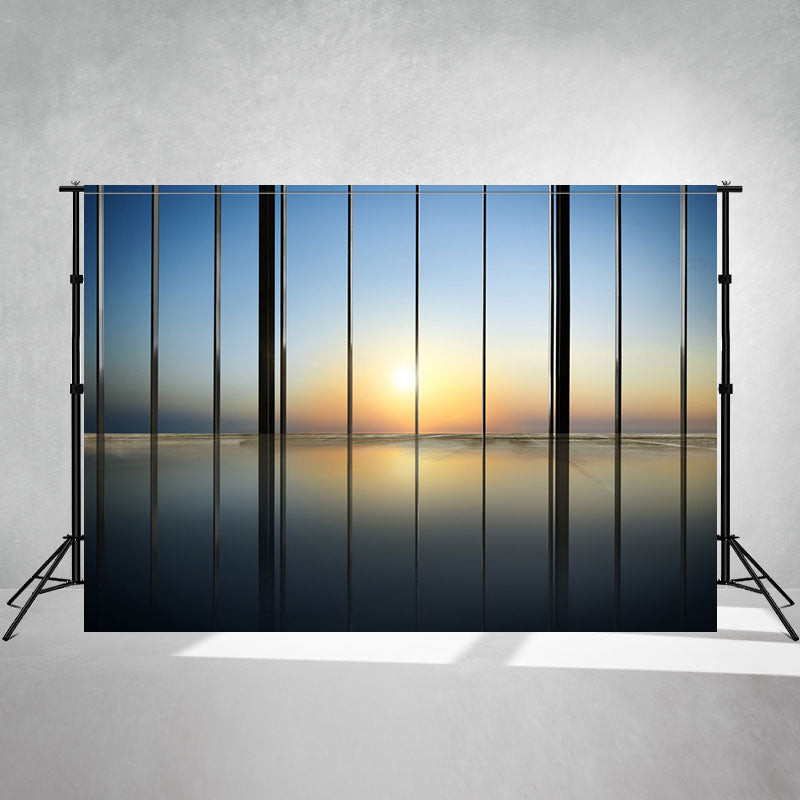 Sunrise View Through Modern Windows Photo Backdrop - Layoris