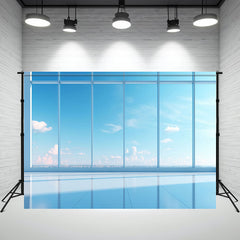 Blue Sky And Floor Reflection Window Photo Backdrop - Layoris