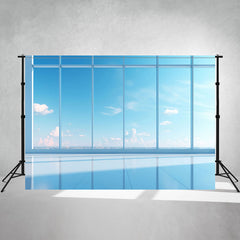 Blue Sky And Floor Reflection Window Photo Backdrop - Layoris
