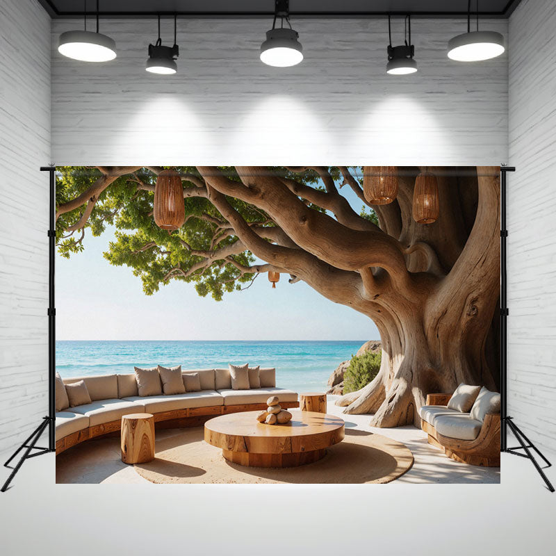 Seaside Old Tree Sofa Coffee Table Photo Backdrop - Layoris