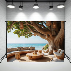 Seaside Old Tree Sofa Coffee Table Photo Backdrop - Layoris