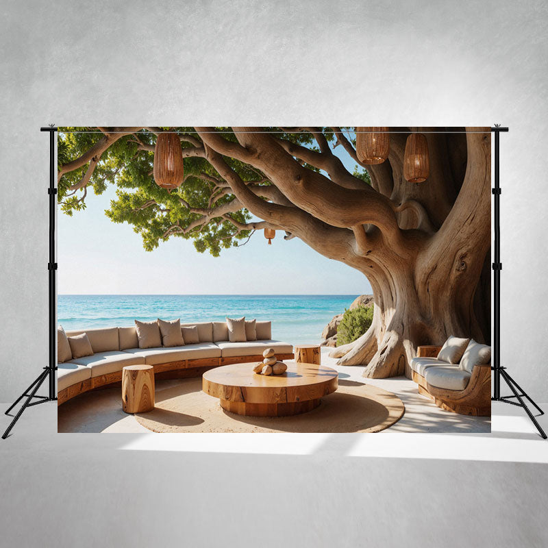 Seaside Old Tree Sofa Coffee Table Photo Backdrop - Layoris