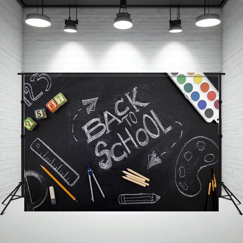 Paint Palette Chalk Back To School Backdrop - Layoris