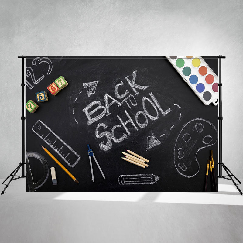 Paint Palette Chalk Back To School Backdrop - Layoris