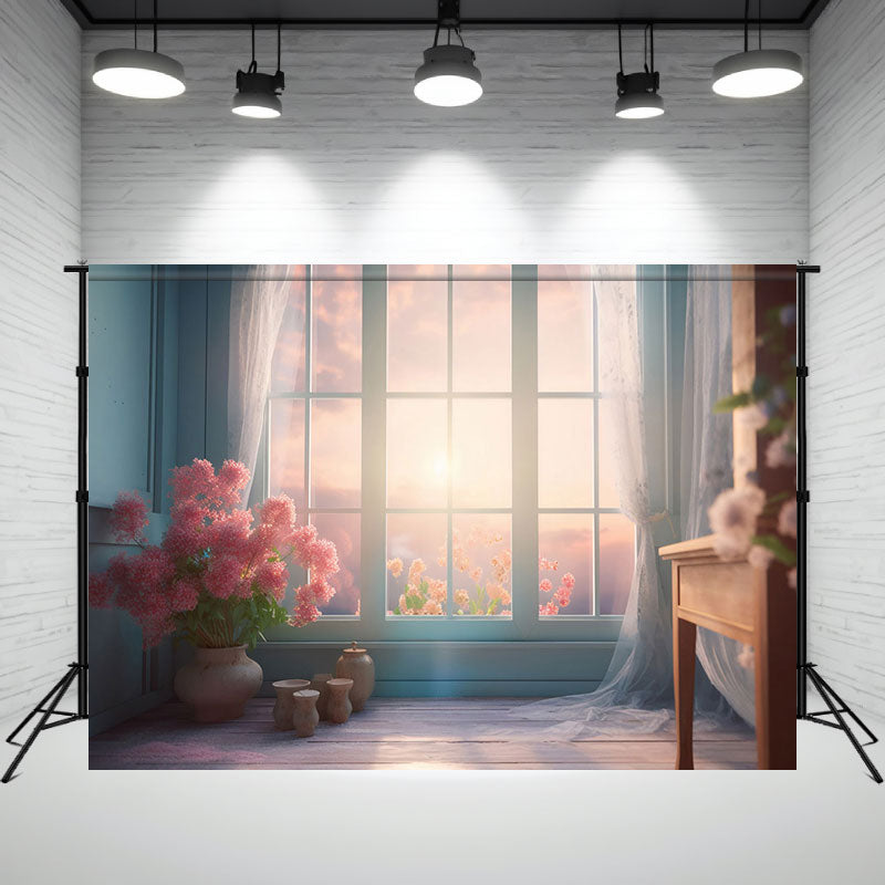 Sunlight Through Blue Window Photo Backdrop - Layoris