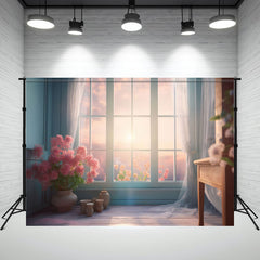 Sunlight Through Blue Window Photo Backdrop - Layoris