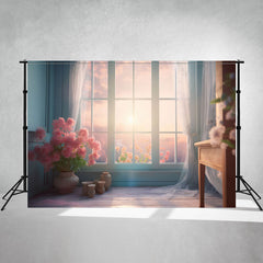 Sunlight Through Blue Window Photo Backdrop - Layoris
