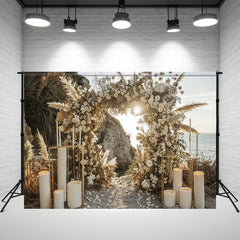 Dried Flowers Candles Boho Wedding Photo Backdrop - Layoris