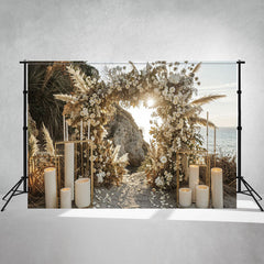 Dried Flowers Candles Boho Wedding Photo Backdrop - Layoris