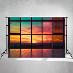 Beautiful Sunset Outside The Window Photo Backdrop - Layoris