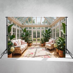 Glass Courtyard Green Plant Architecture Backdrop - Layoris