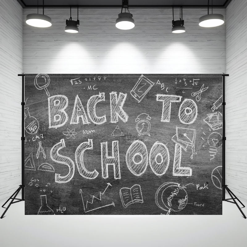 Chalk Drawing Blackboard Back To School Backdrop - Layoris