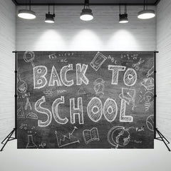 Chalk Drawing Blackboard Back To School Backdrop - Layoris