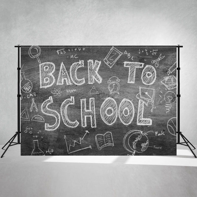 Chalk Drawing Blackboard Back To School Backdrop - Layoris