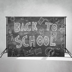 Chalk Drawing Blackboard Back To School Backdrop - Layoris