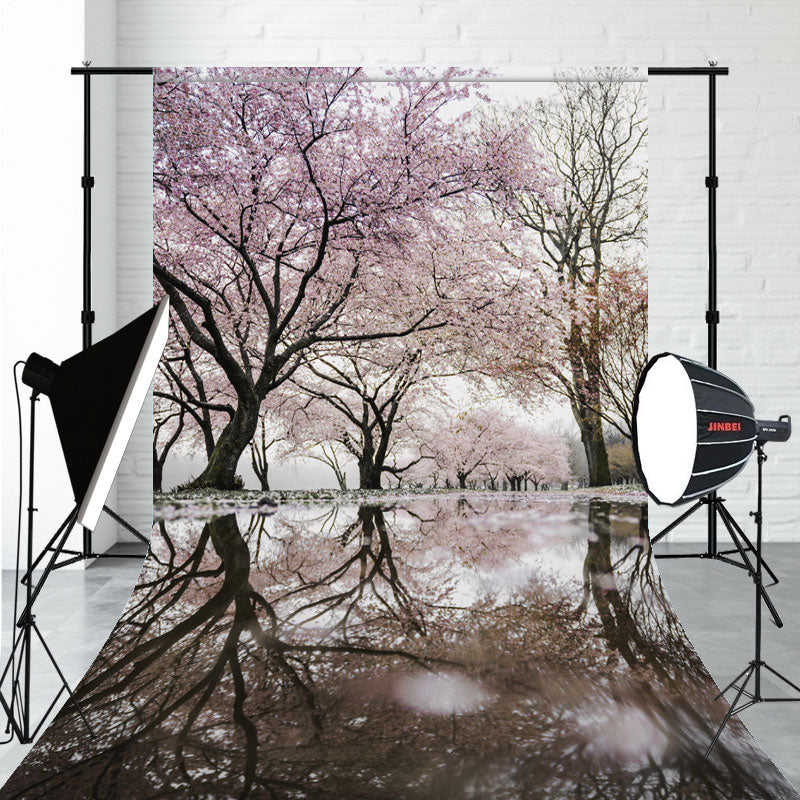 Blossom Trees And Reflections In Water Sweep Backdrop - Layoris