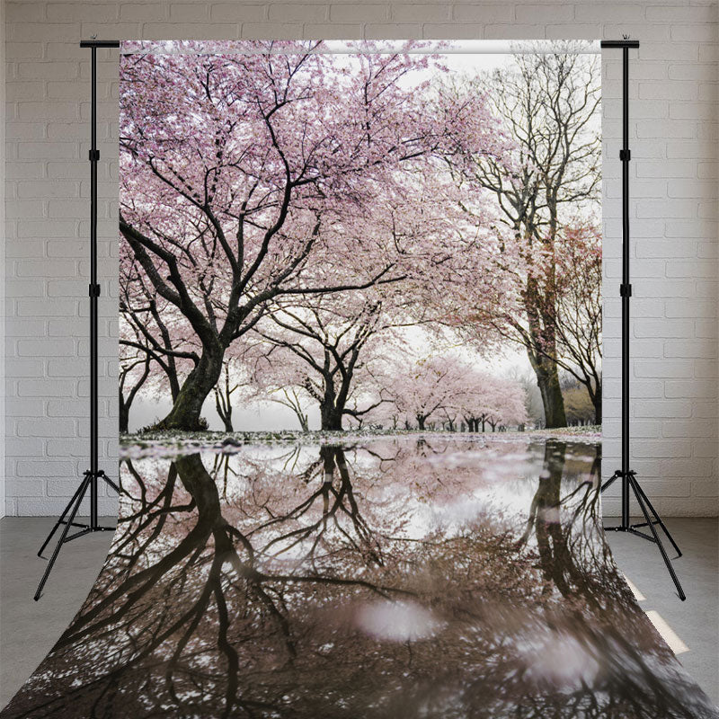Blossom Trees And Reflections In Water Sweep Backdrop - Layoris