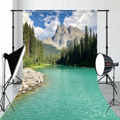 Green Lake And Mountain Forest Sweep Backdrop - Layoris