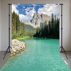 Green Lake And Mountain Forest Sweep Backdrop - Layoris