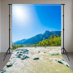 Blue Sky Mountains And Rivers Sweep Backdrop - Layoris