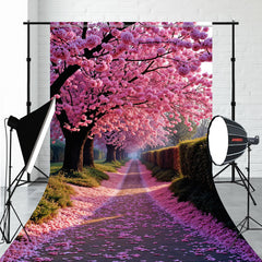 A Row Of Blooming Trees And A Road Sweep Backdrop - Layoris