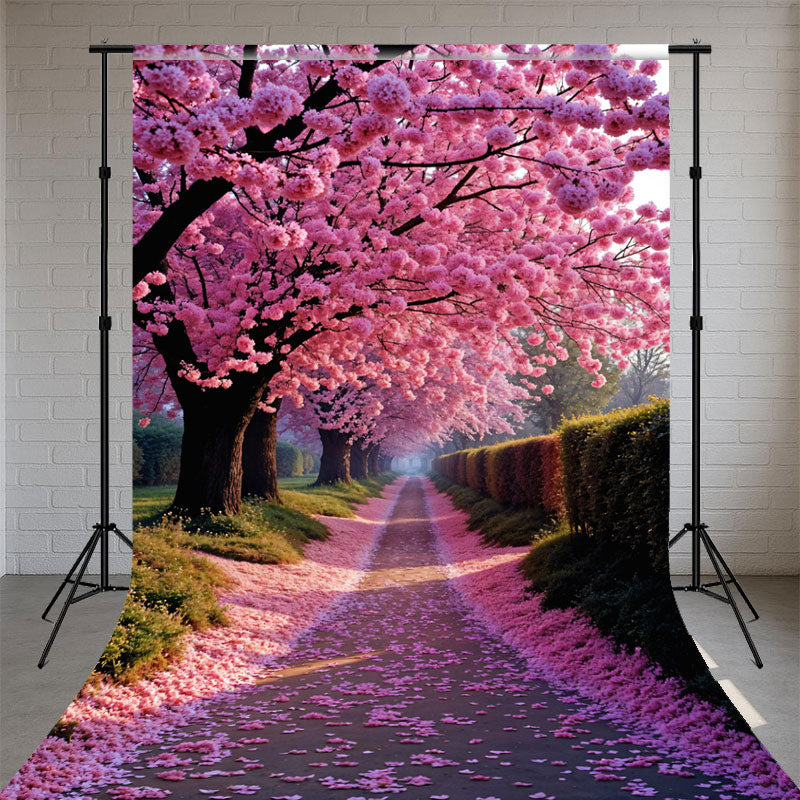 A Row Of Blooming Trees And A Road Sweep Backdrop - Layoris
