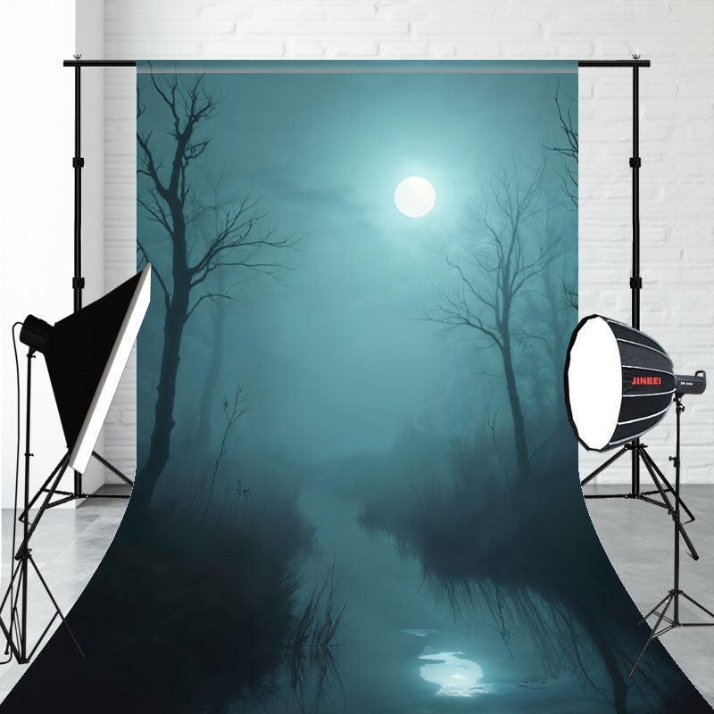 Night Dead Tree Moon River Sweep Backdrop - Layoris