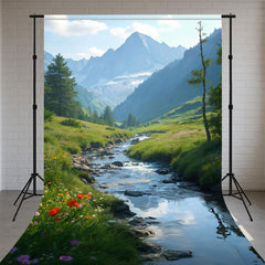 Mountain Creek And Flowering Meadow Sweep Backdrop - Layoris