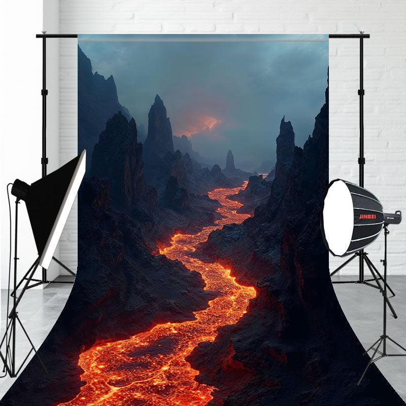 Smoking Volcano And Lava Flow Sweep Backdrop - Layoris