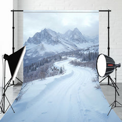 Snow Covered Mountains And Road Sweep Studio Backdrop - Layoris