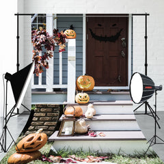 Evil Pumpkins Outside A White House Sweep Backdrop - Layoris