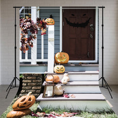 Evil Pumpkins Outside A White House Sweep Backdrop - Layoris