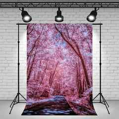 Pink Forest And Road Photo Studio Backdrop - Layoris